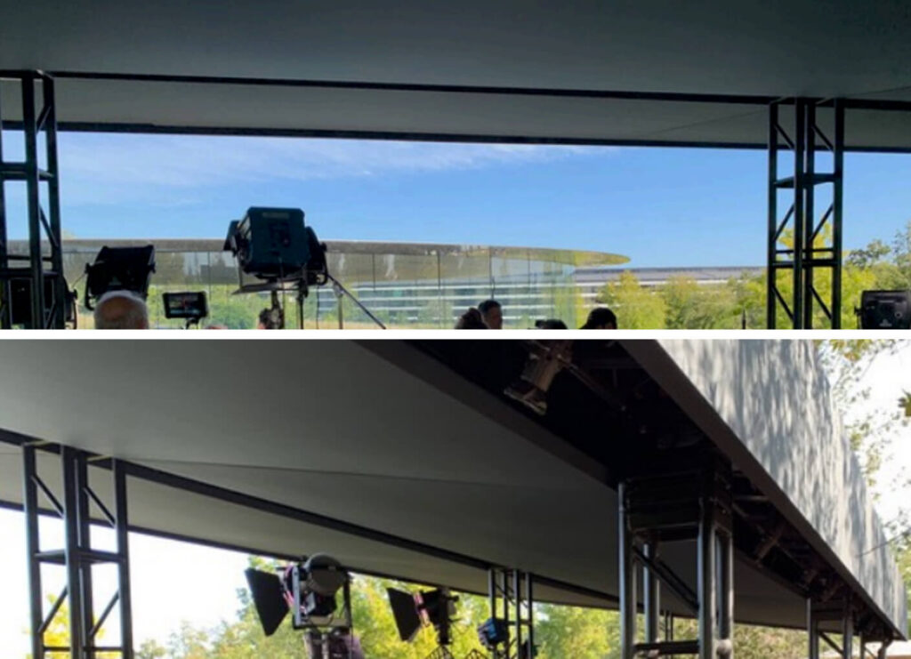 Two Views of a Laser Light Show Stage