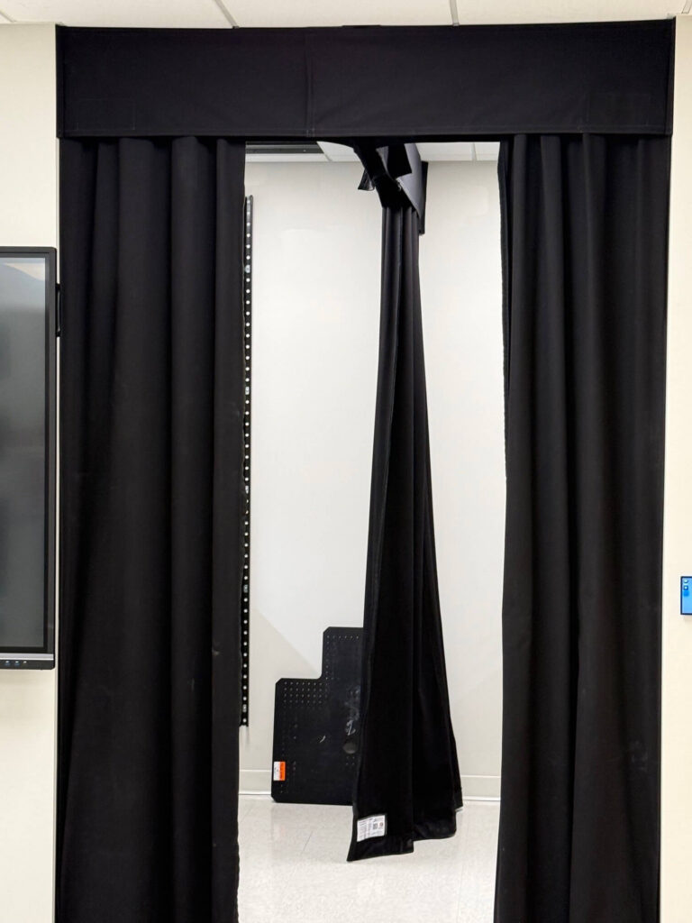 Blackout Curtains at Entryway and in Lab