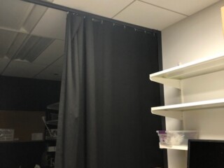 Blackout Curtain, finished side at wall and ceiling mount